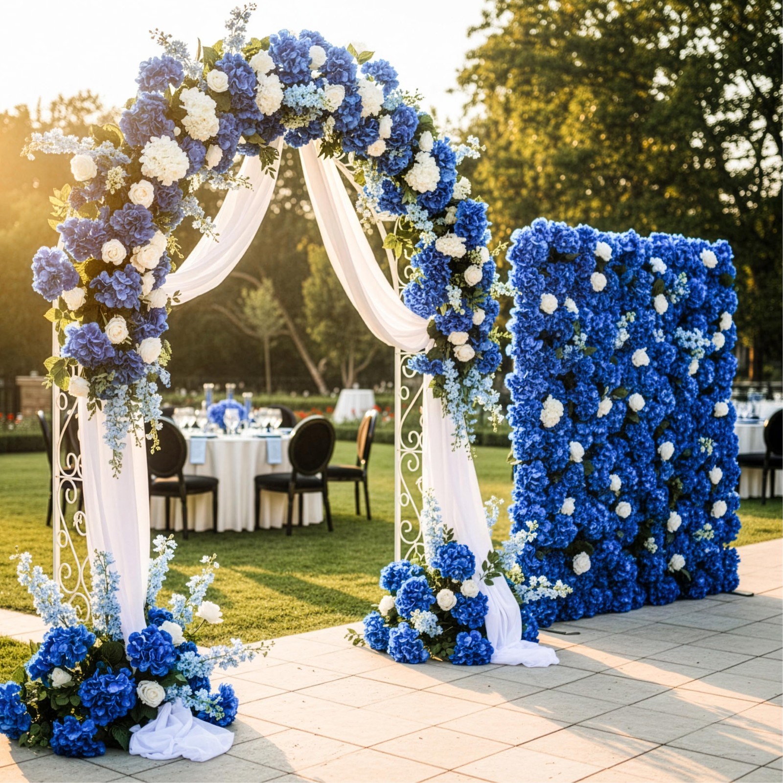 104 PCS Royal Blue Silk Hydrangea Flowers with Stems – DIY Wedding, Home, Party