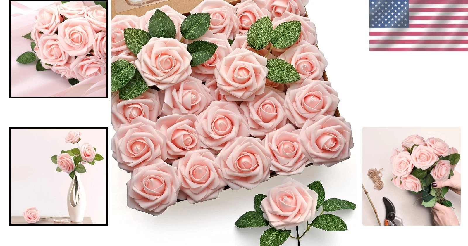 50 Blush Pink Foam Artificial Roses – Perfect for DIY Wedding Decor & Crafts