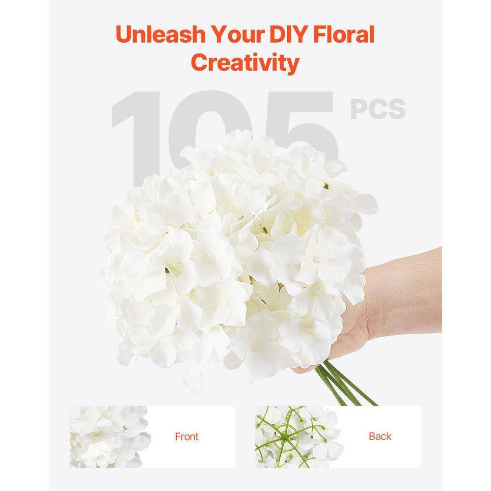 9.8 In. White Faux Bridal Shower with Stems, Artificial Flowers, 105 Pcs Real Lo