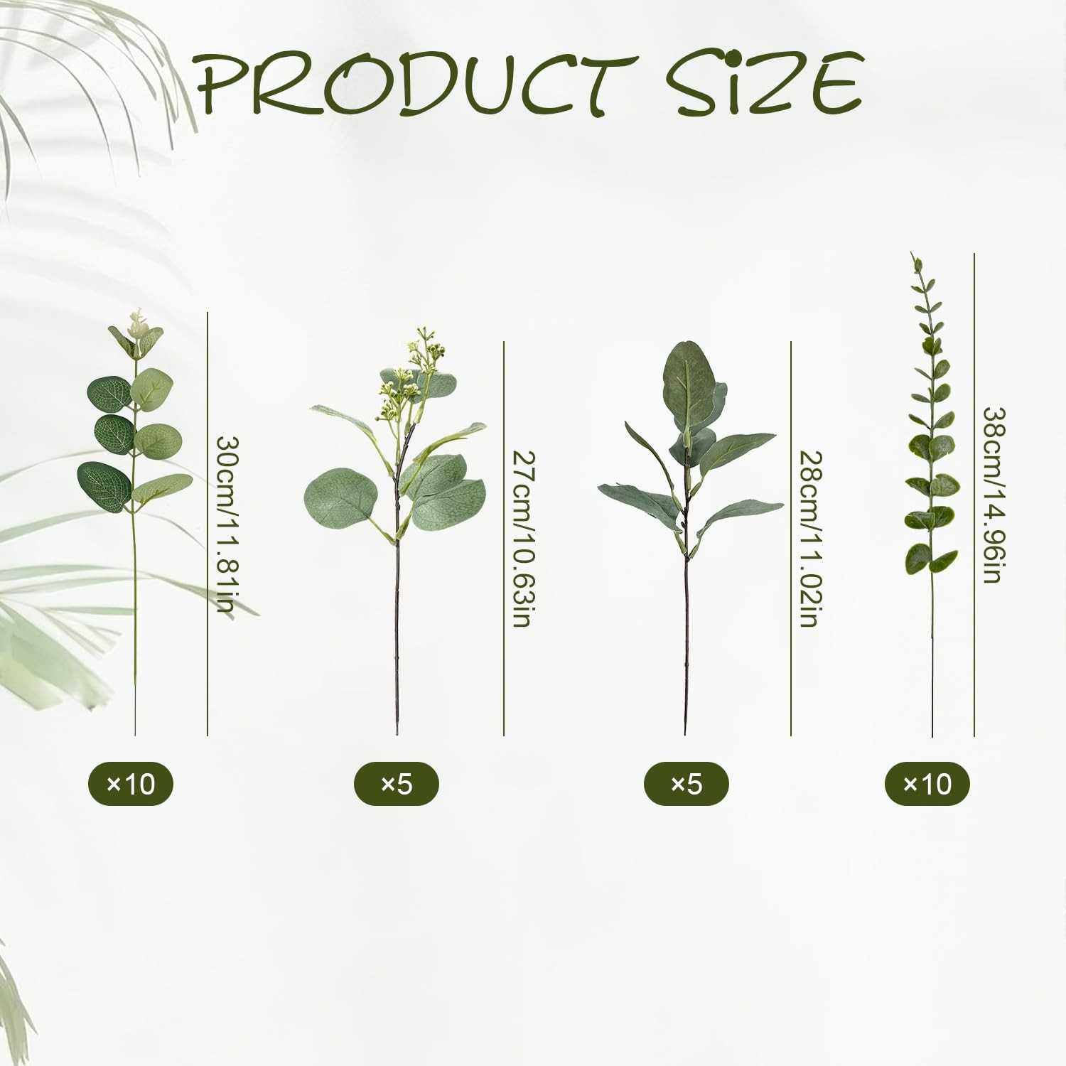 30 Pcs Eucalyptus Stems Bulk, 4 Kinds Mixed Artificial Silver Dollar Eucalypt…