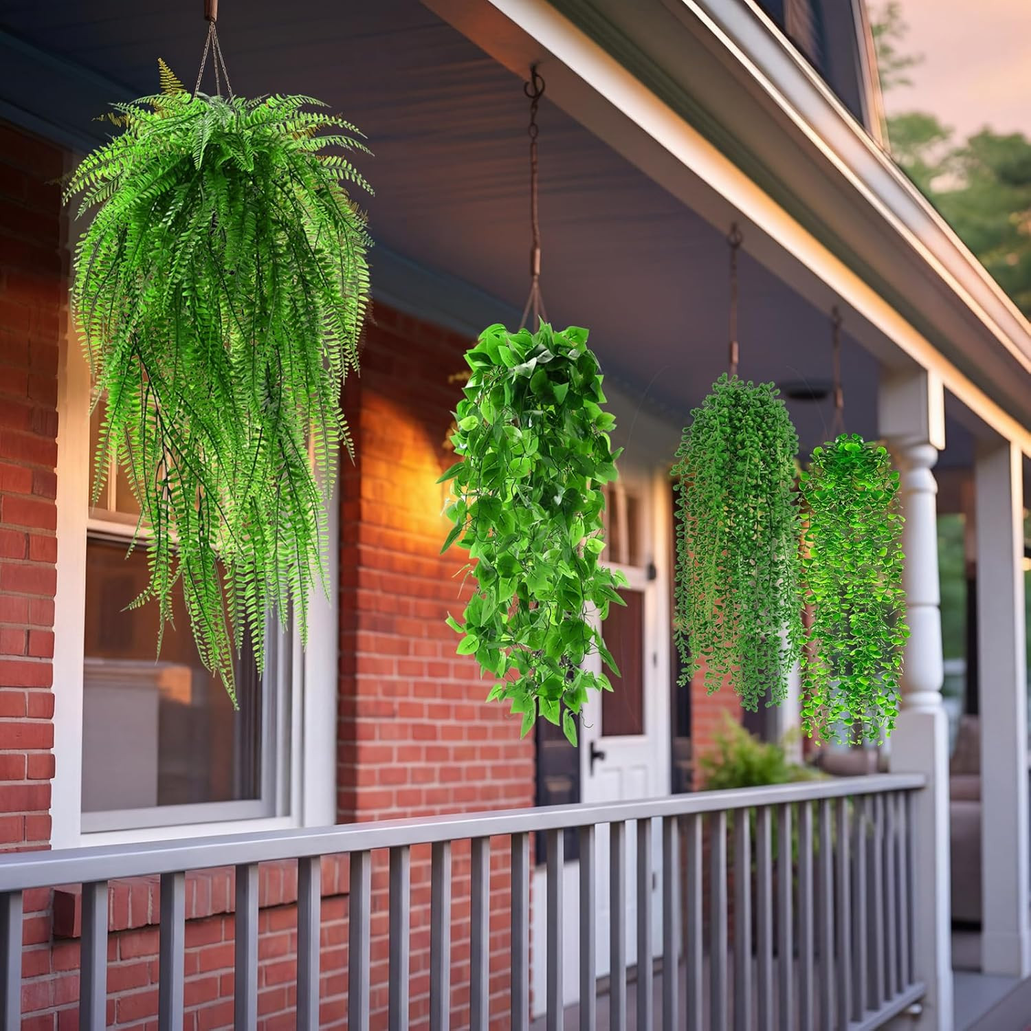 48 Pcs Fake Hanging Plants – Ferns, Ivy, Eucalyptus & More for Indoor/Outdoor De