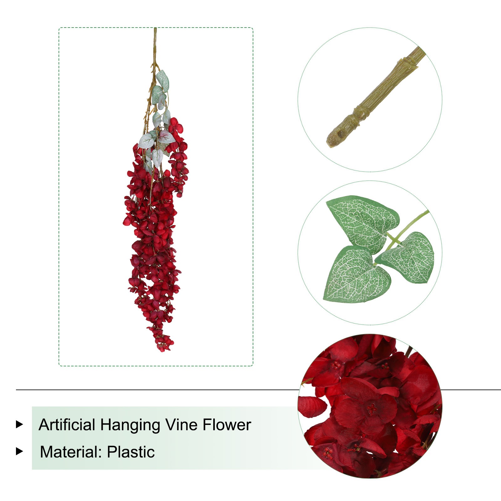Fake Hanging Vine Flower Artificial Silk Flowers 39.4 Inch 4pcs Red