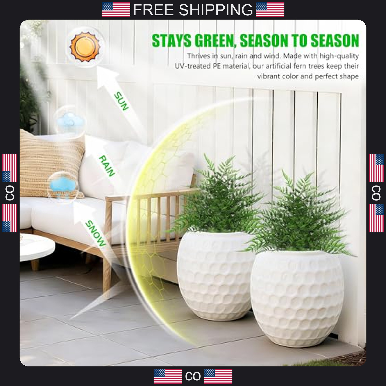 Artificial Fern Topiary Balls 24-Inch Outdoor Indoor Decor