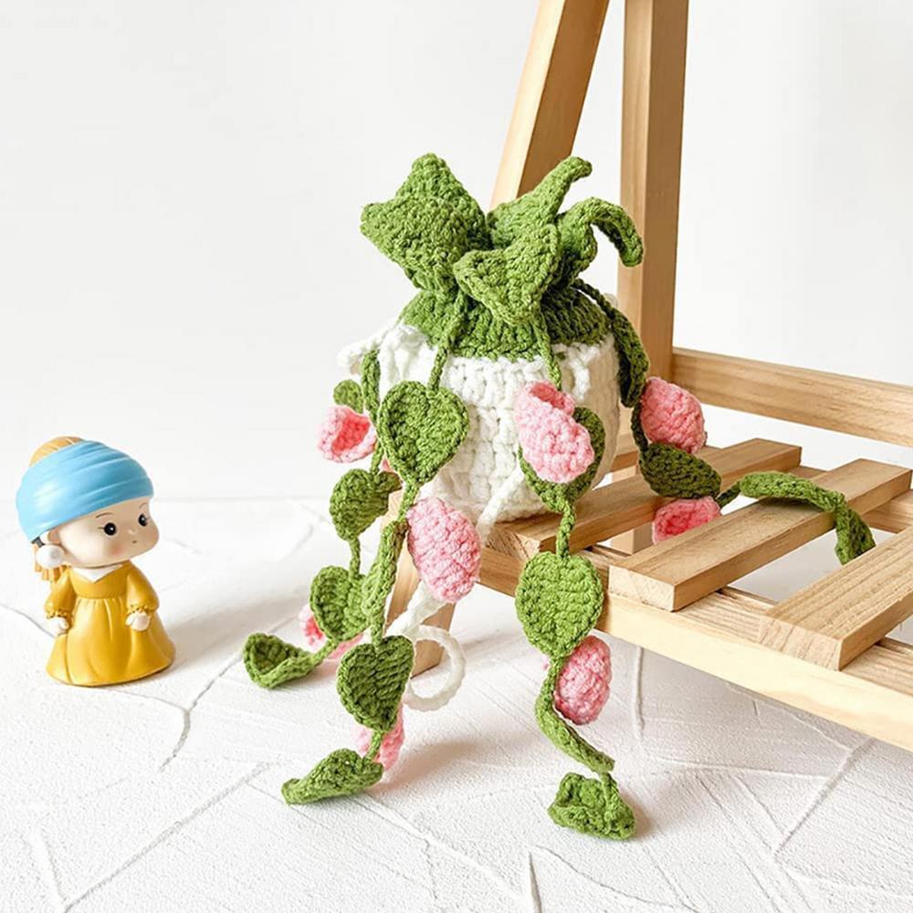 Hanging Car Crochet Handmade Succulent Pot Plant Ornaments Interior Accessories