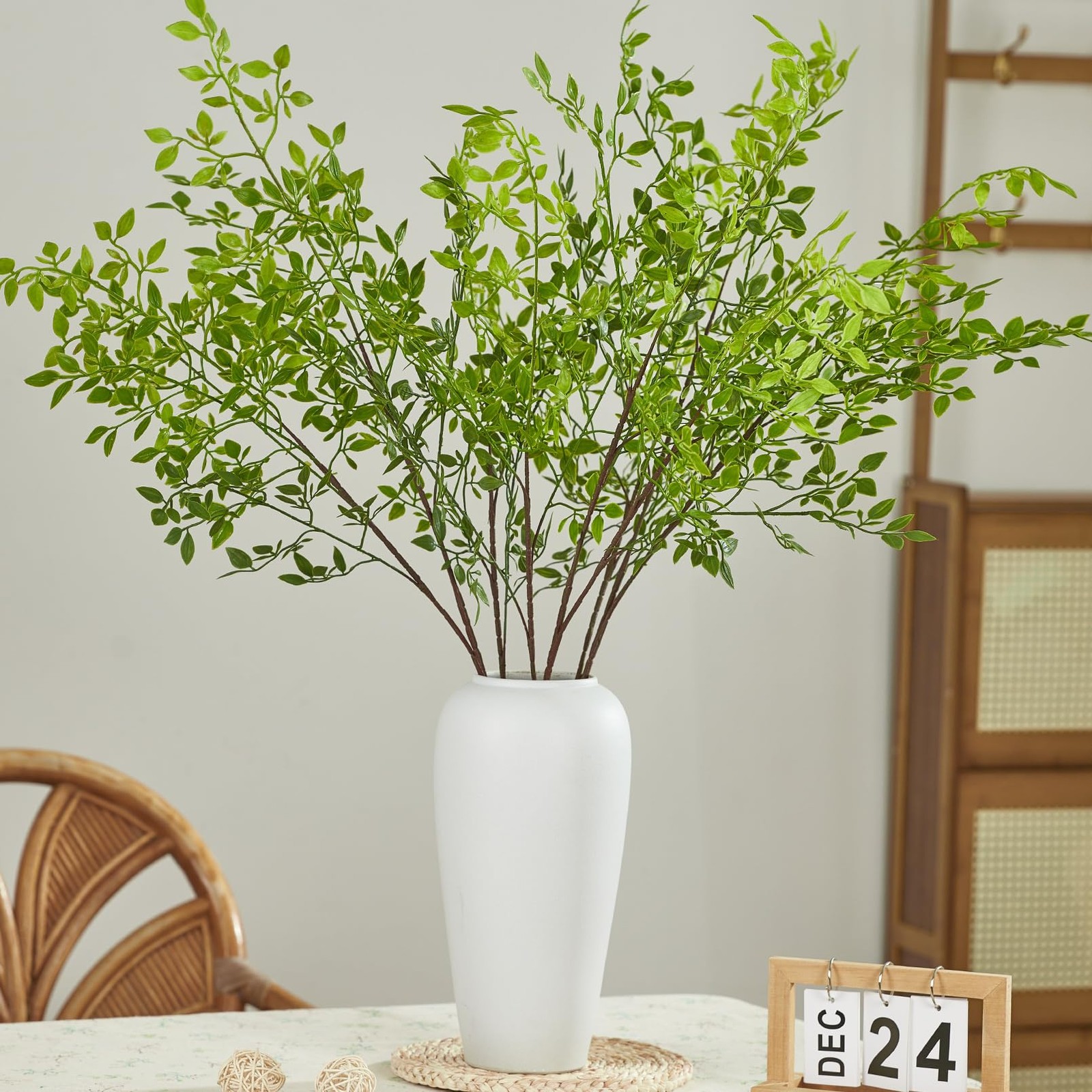 Artificial Nandina Branches Greenery Stems for Vase 43.3 Inch Faux Green Nand…