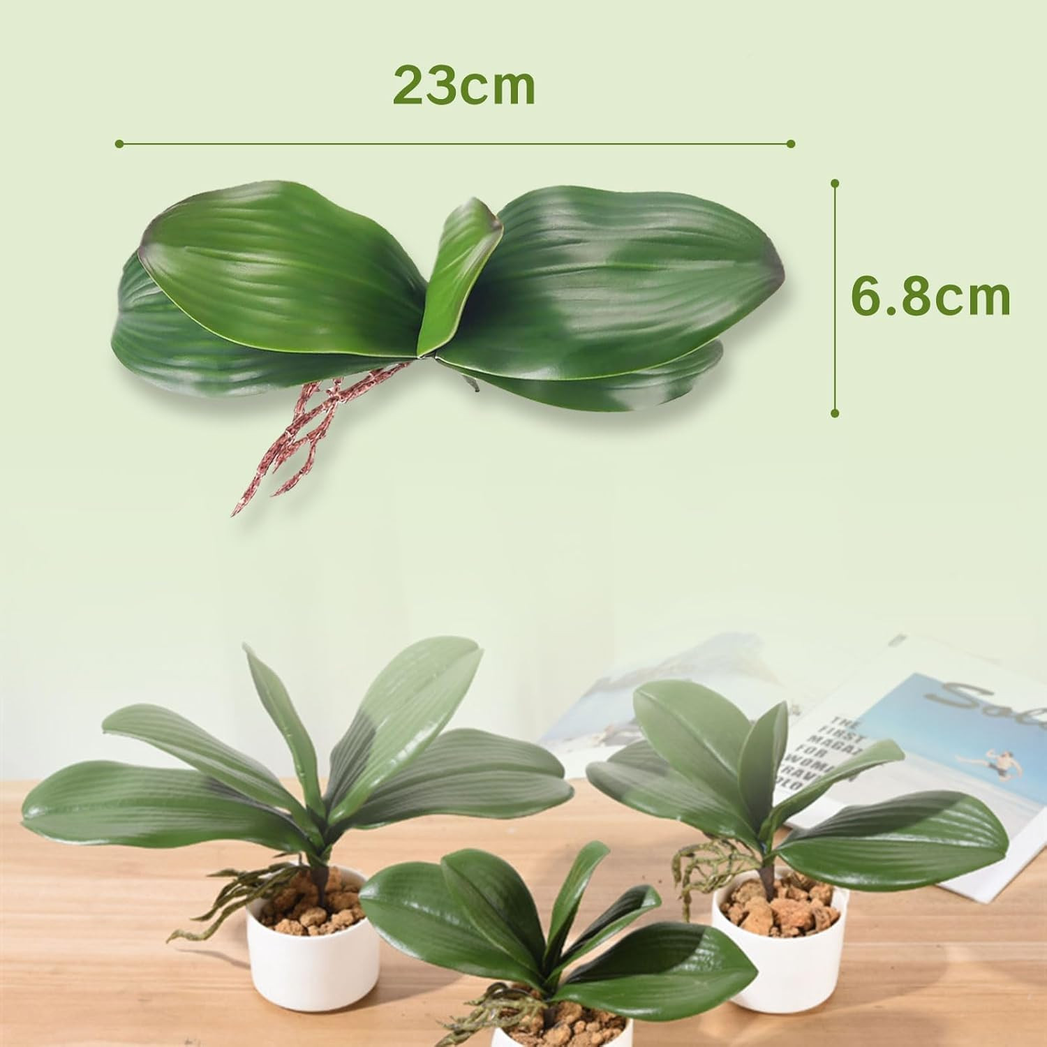 3 Packs Orchid Leaves Artificial Real Touch Phalaenopsis Stems Faux Cymbidium Fl