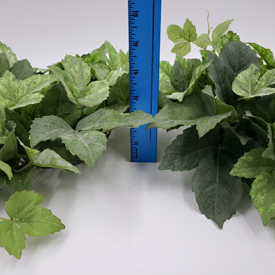 Artificial Ivy Leaf Vine Vtg Pillar Candle Ring SET of 2 Plastic Fabric Greenery