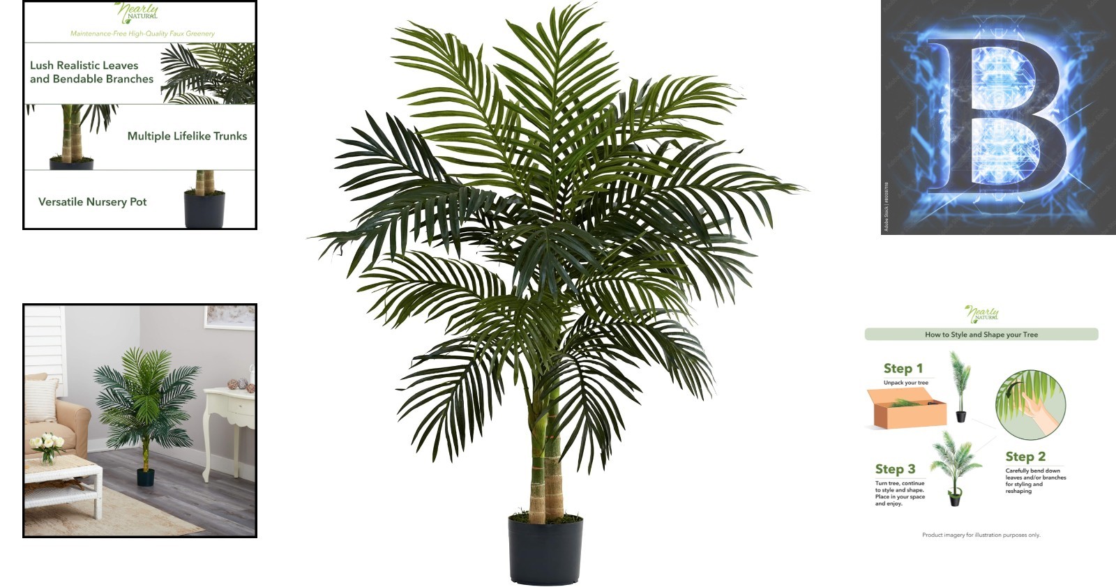 4ft Golden Cane Palm – Lush Artificial Tree for Effortless Indoor Elegance
