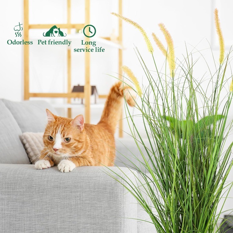 2PCS 4FT Artificial Grasses Indoor Artificial Plants in Pots for Home Decor Gift