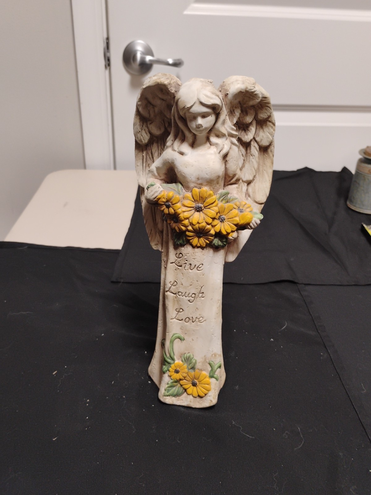 11″ Tall Heavy Garden Angel Decor/” Live, Laugh, Love”Sunflowers