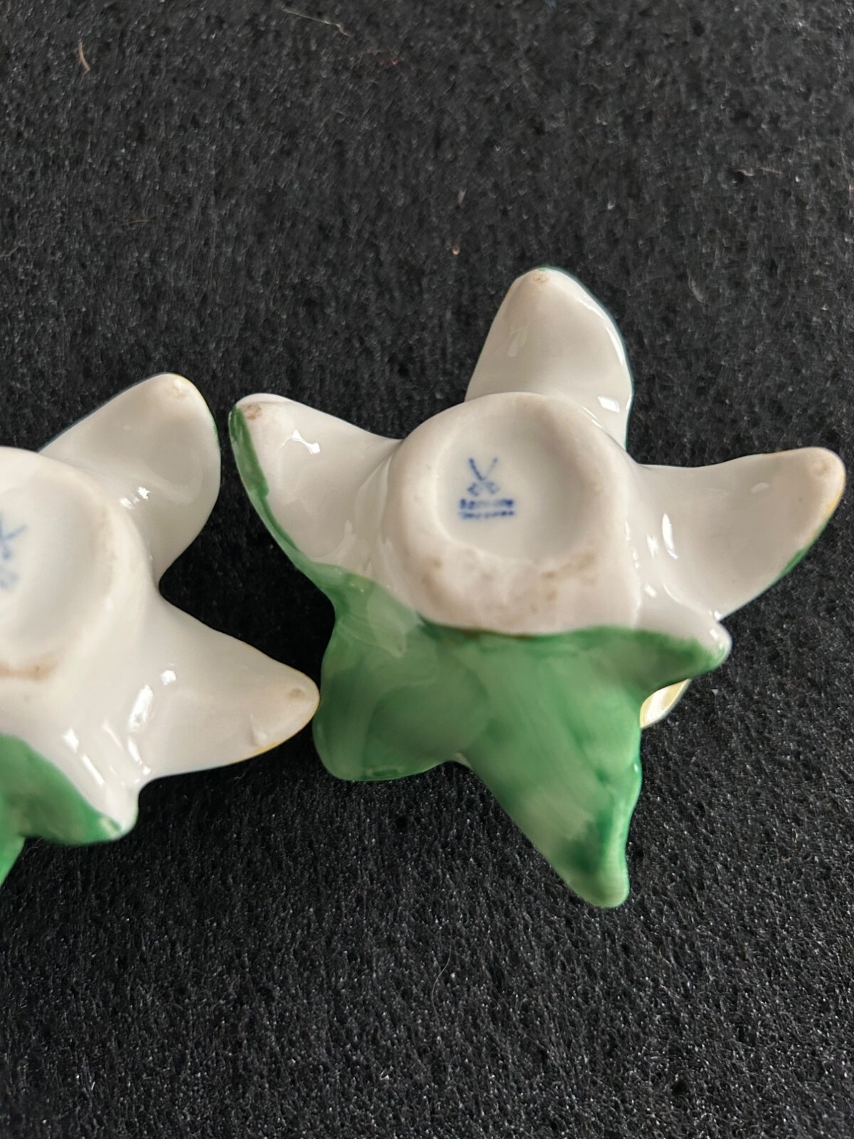 Porcelain Rose & Leaf Decor Cream & Green Hand Painted Floral Design Collectible