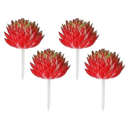 Mini Artificial Succulents, 4 Pack Unpotted Faux Succulent Picks Red,green