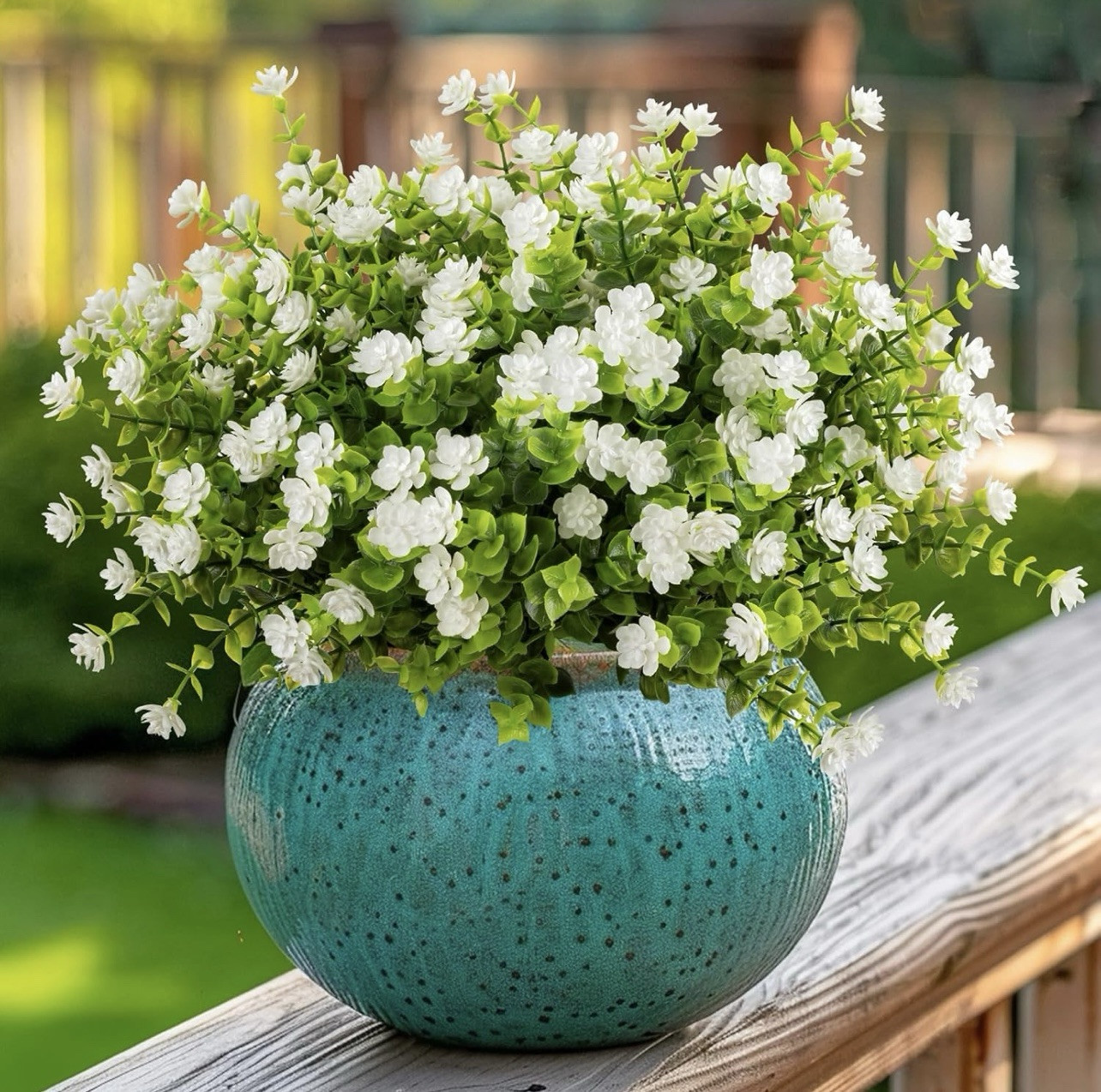 20 pcs Artificial Flowers UV Resistant No Fade Fake For All Occasion (white)