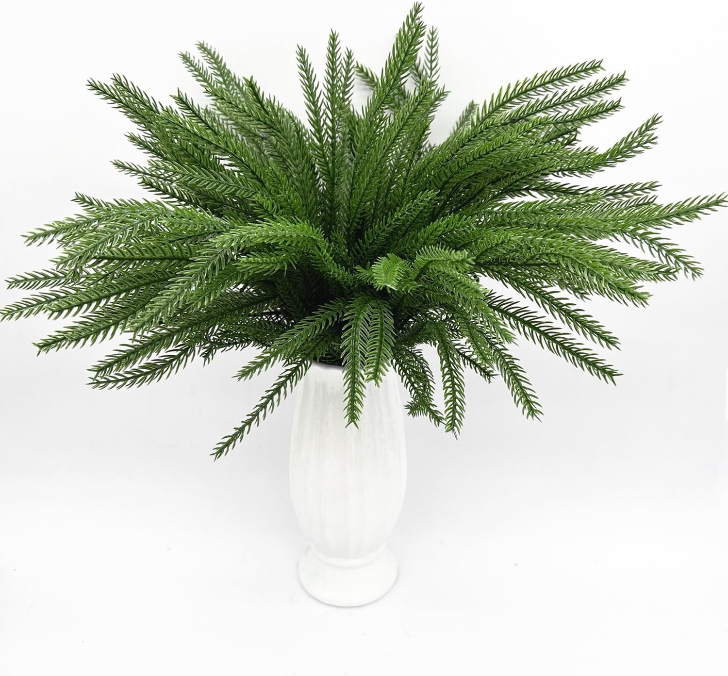 Lifelike Norfolk Pine Stems – 4-Pack 18 Inch Faux Greenery for Home Decor