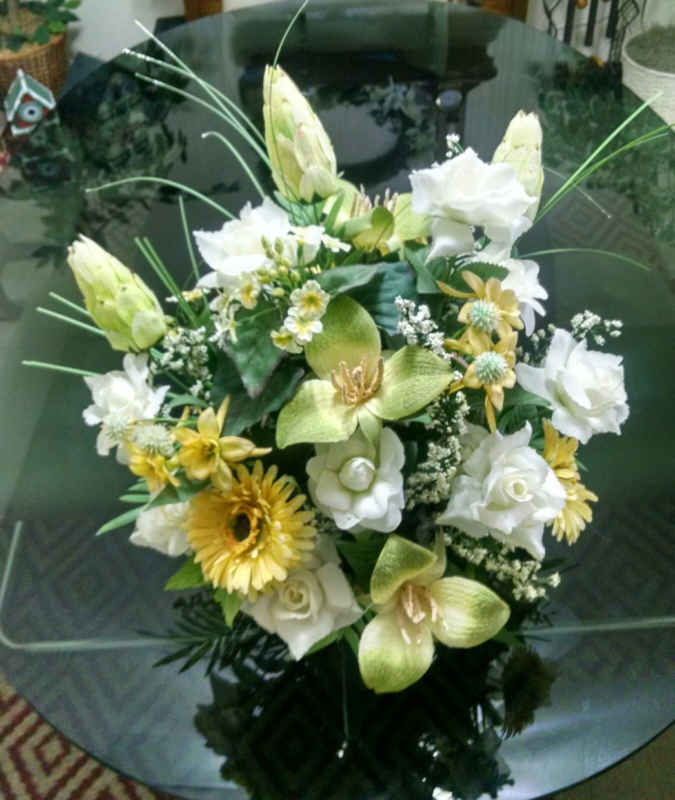 Large Artificial Flower Arrangement in Basket