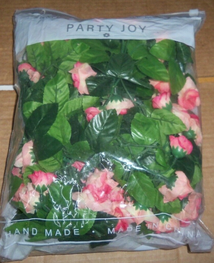 PARTY JOY VINTAGE ARTIFICIAL SILK ROSE FLOWER DECORAT BOUQUET CHAMPAGNE 33T 2 PC