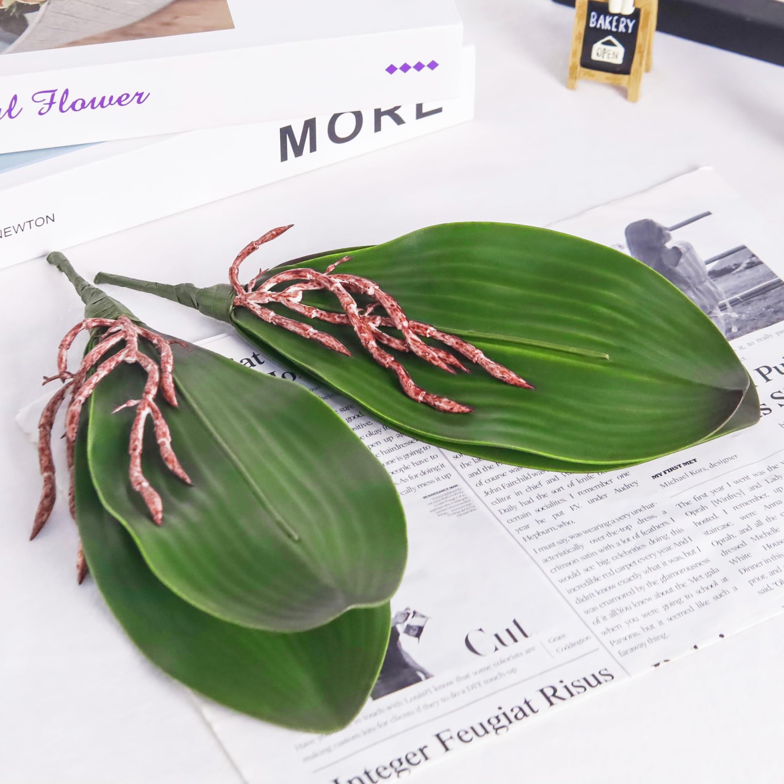 Fake Orchids 6 Pack Artificial Orchid Leaves Faux Greenery Stems for Vase She…