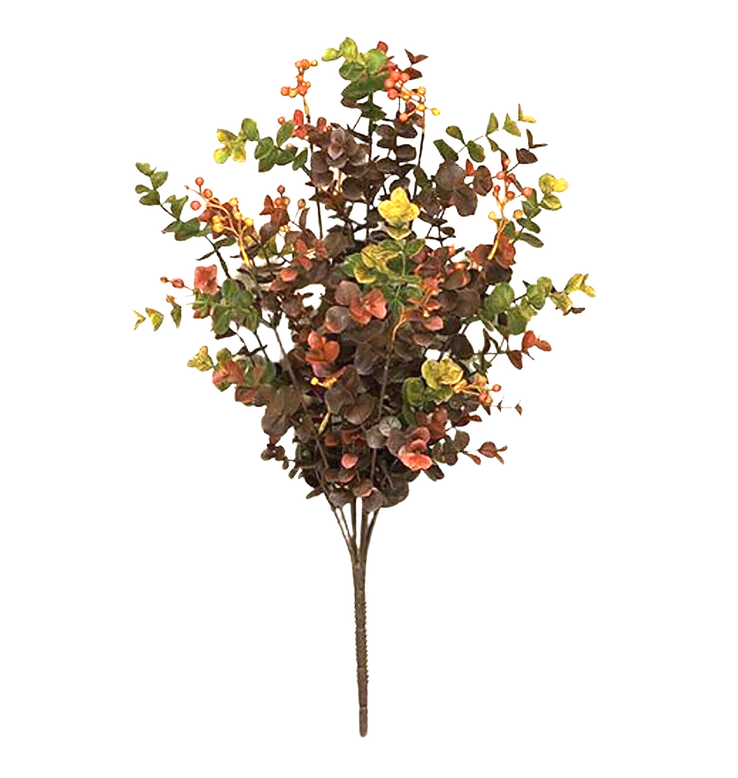 Gorgeous 19″ FALL Eucalyptus Berry Cluster Bush~Red Orange Artificial Greenery