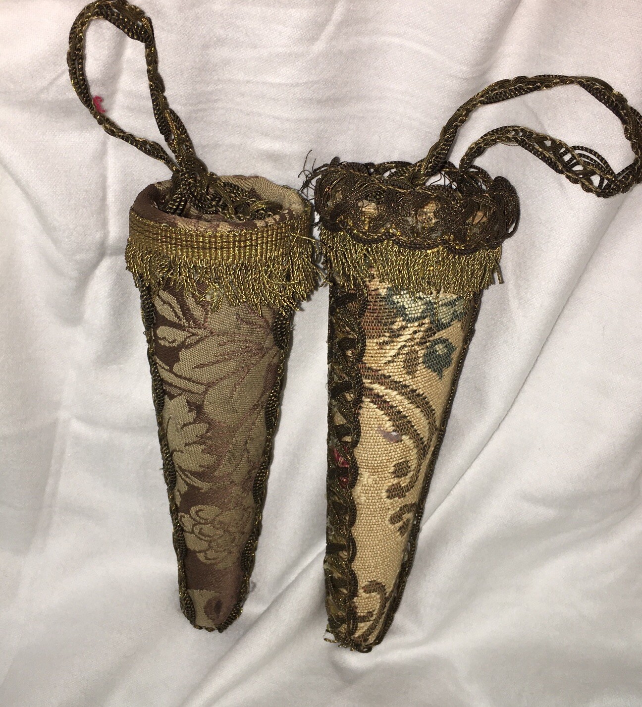 Fabric Covered Cone Flower Holder Wall Pocket Shabby Chic Floral Tussy Mussy