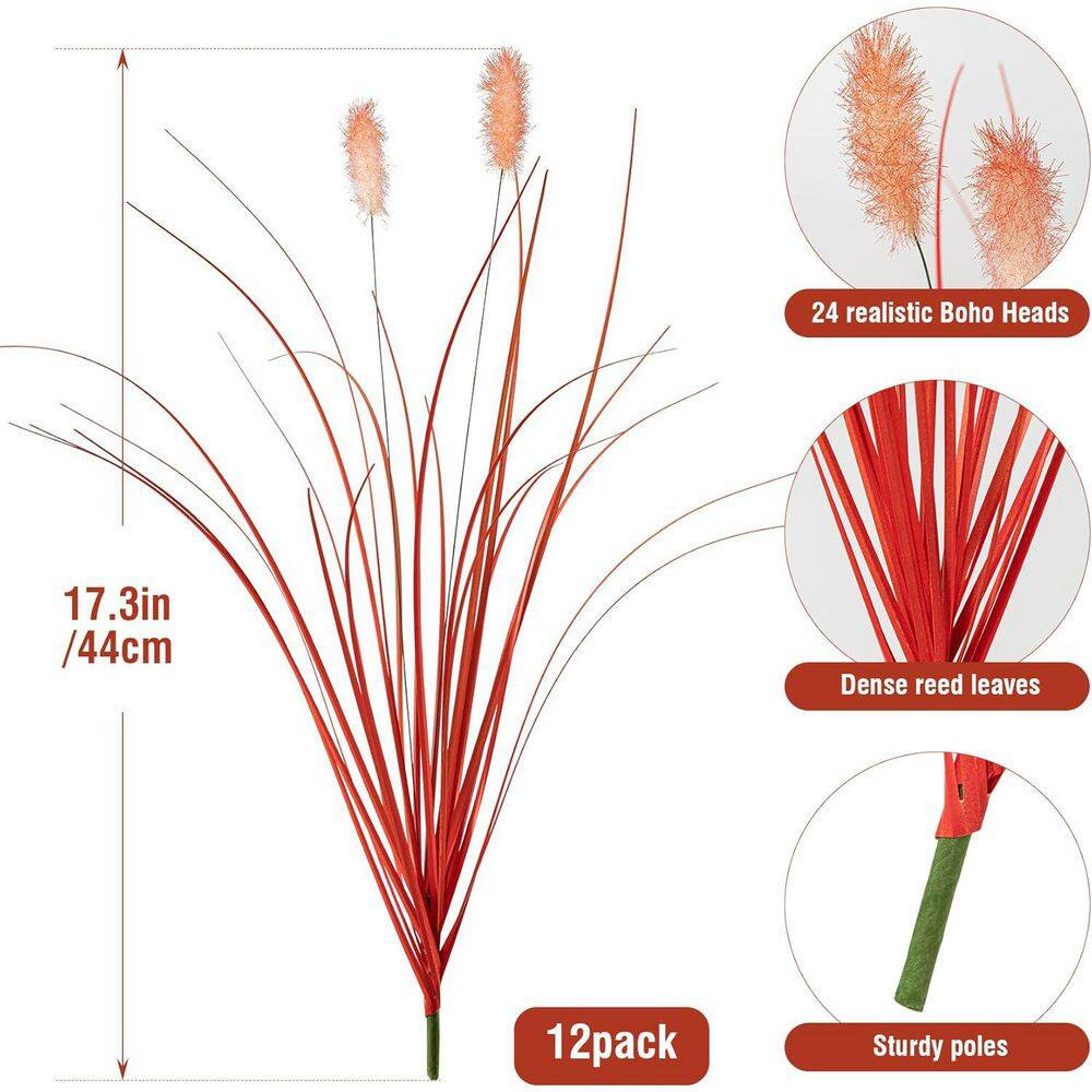 16.5 In. Orange Artificial Plant Wheatgrass Cattails