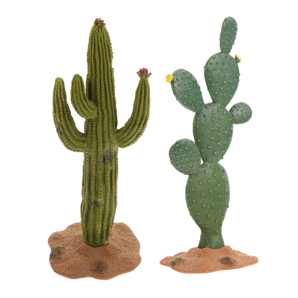 2Pcs Simulated Cactus Adornments Lifelike Figurine Desktop Modeling Statue