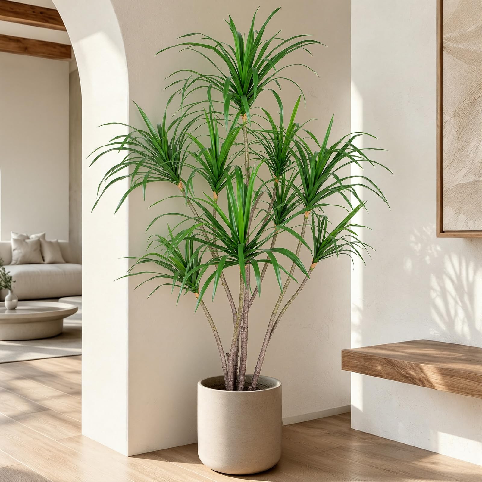 5ft Artificial Dracaena Marginata Tree with 261 Lifelike Leaves & 9 Heads, Ta…