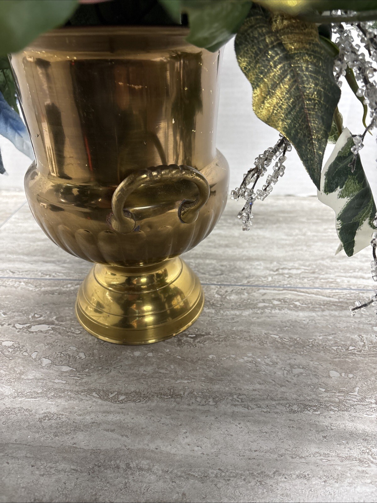 Large Floral Arrangement/ Center Piece In Gold Vase 24×24