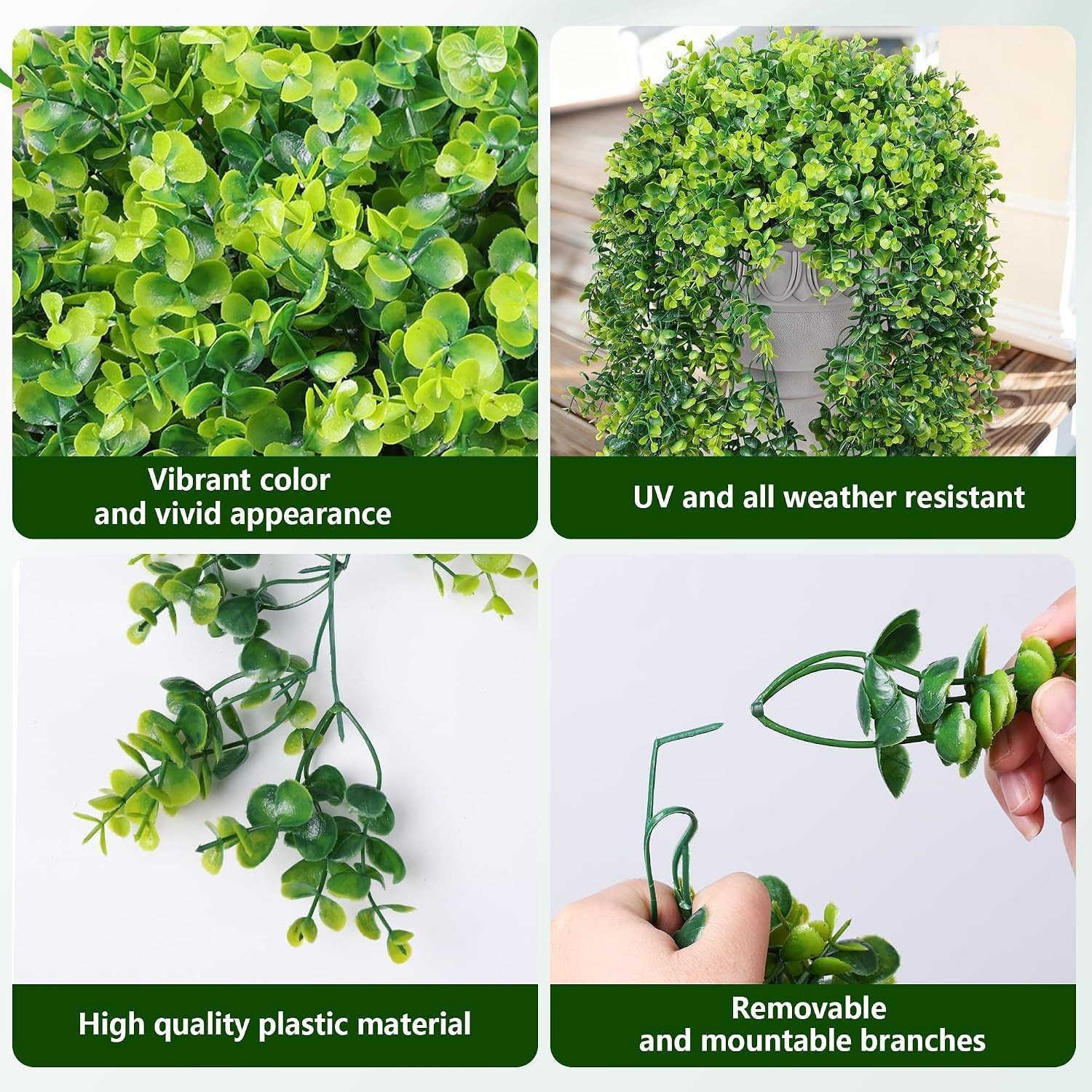 All-Season Faux Eucalyptus Vines – 2 Pcs Lifelike Hanging Plants for Home Decor