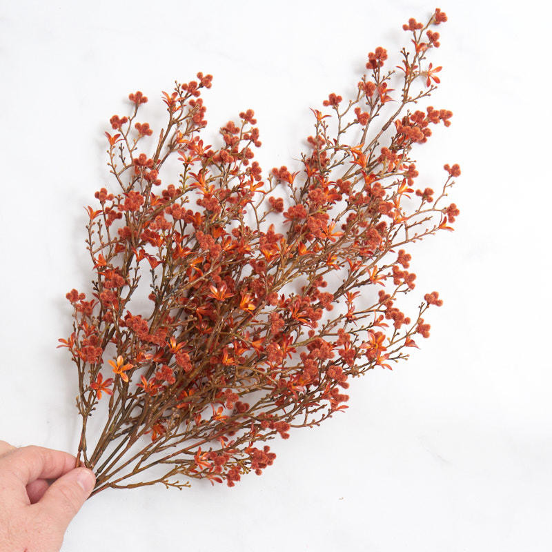 20″ Autumn Orange Artificial Starflower and Berry Bush