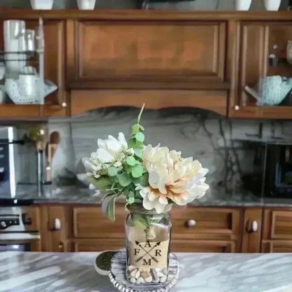 NEW Southern Style Centerpiece – Farmhouse Faux Floral Arrangement – So pretty!