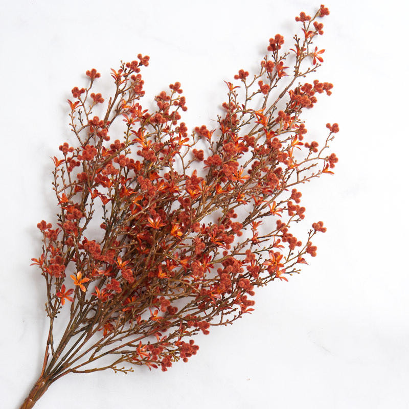 20″ Autumn Orange Artificial Starflower and Berry Bush
