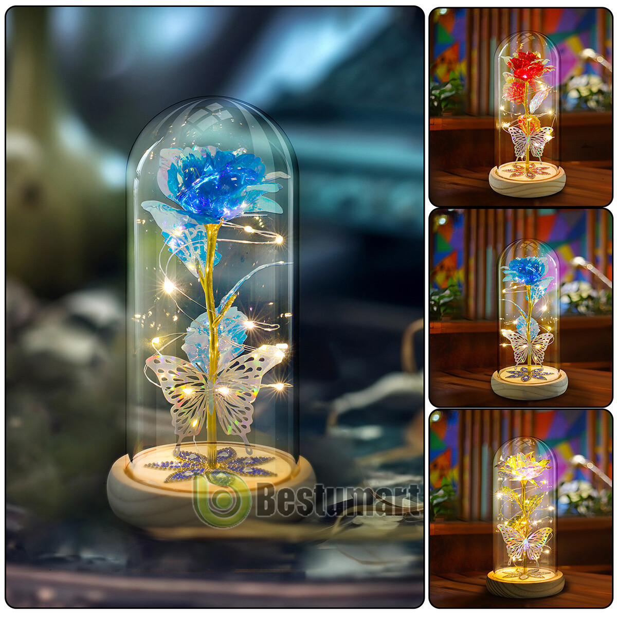 Eternal Rose LED Light in Glass Flower Gift for Her Valentine’s Christmas Gift