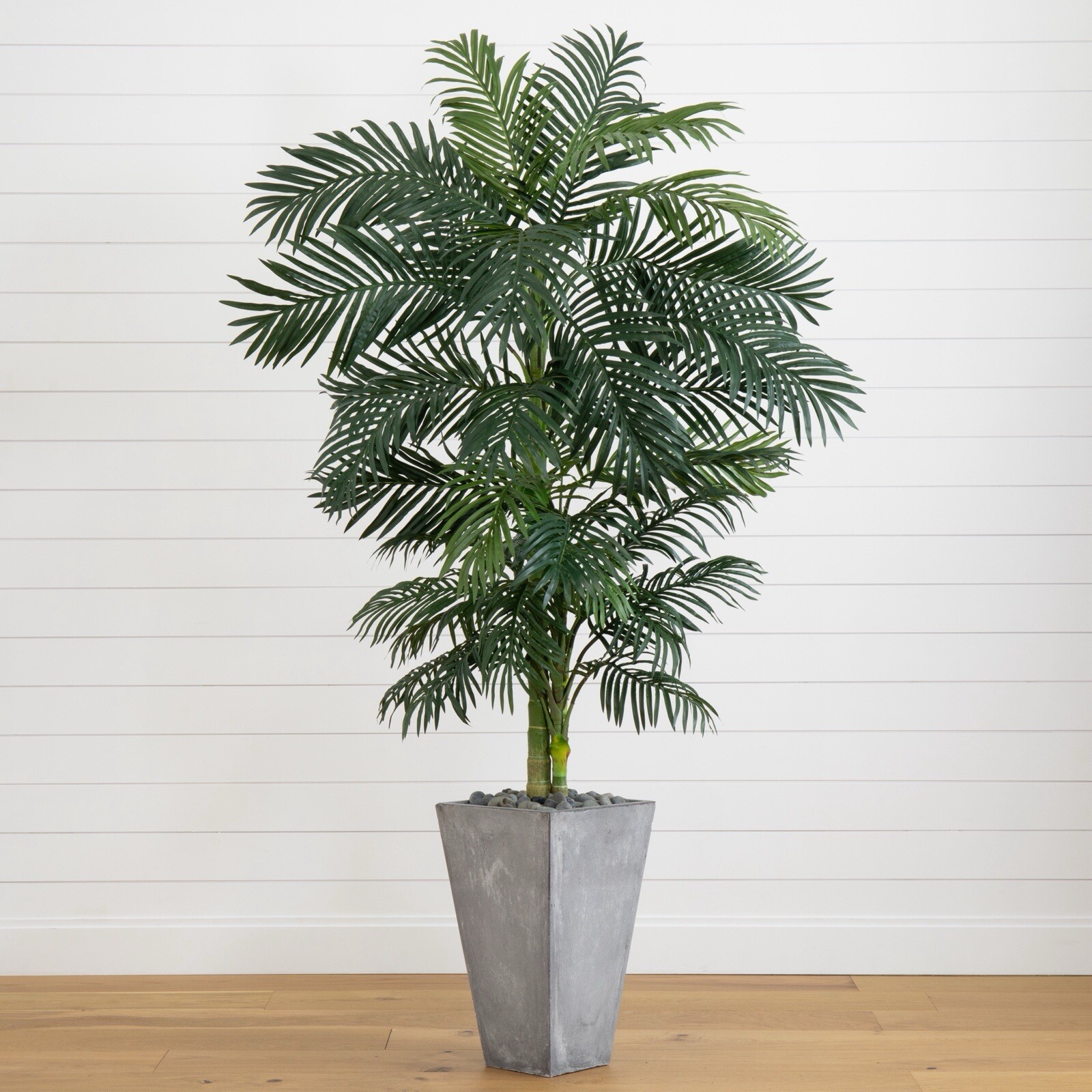 7′ Artificial Golden Cane Tropical Palm Tree in Decorative Planter Home Decor.