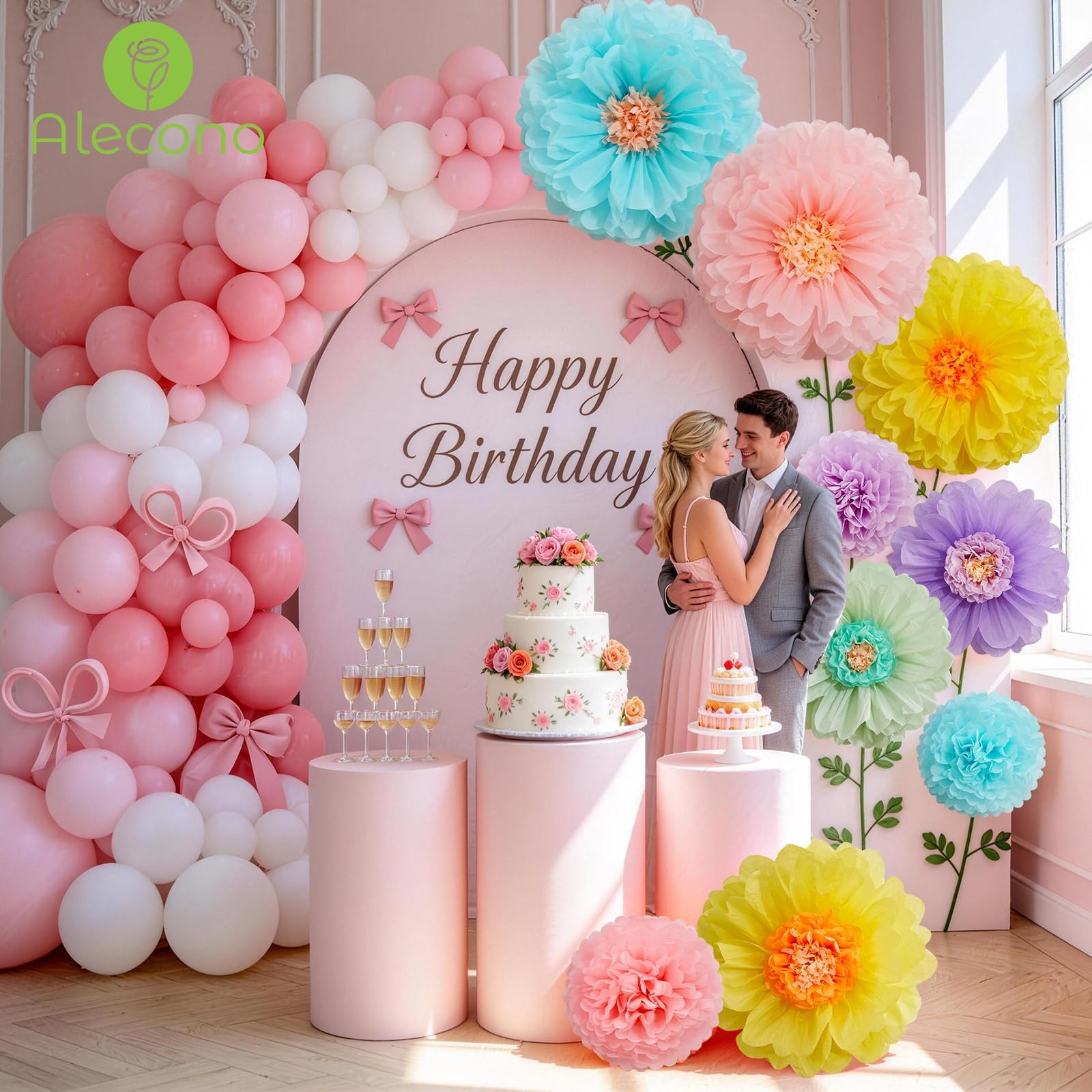 9 PCS Giant Paper Flowers Extra Large Handcrafted Tissue Decorations Backdrop