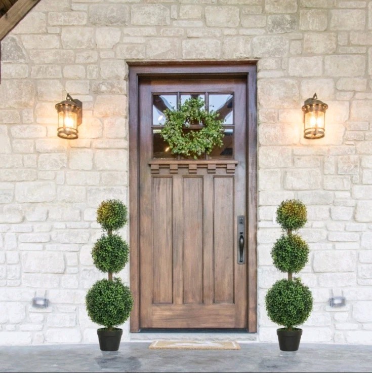2 Pcs Artificial Ball Boxwood Topiary Plant Fake Plant In Pots Indoor Outdoor
