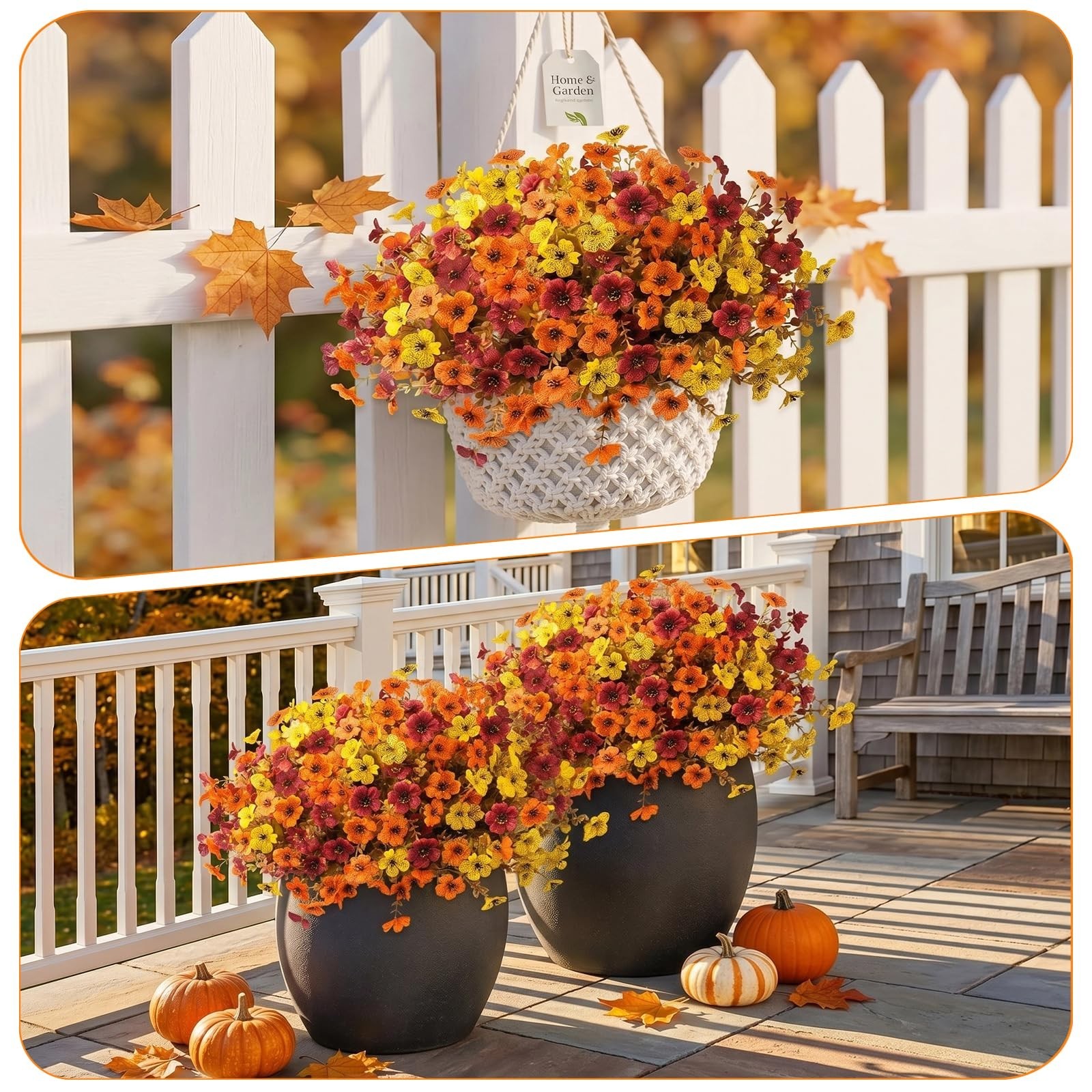 40Pcs UV Resistant Artificial Fall Flowers – Colorful Faux Mums for Home Decor