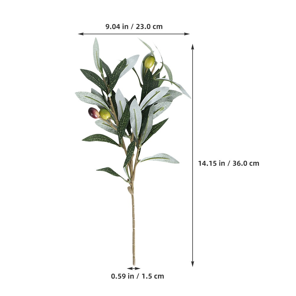 3 Pcs Artificial Olive Branches Faux Greenery Plastic Plant Accessory for Home