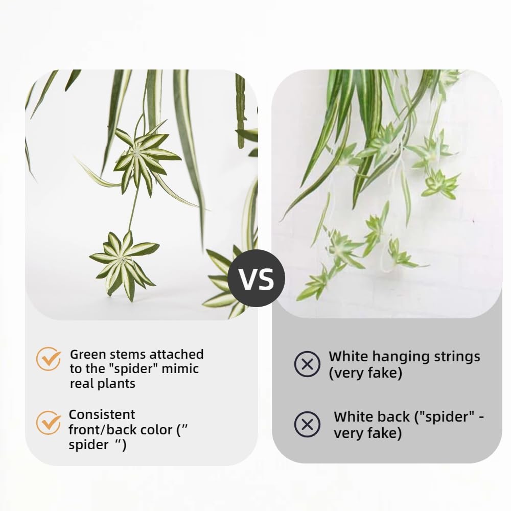 Artificial Spider Plant Silk Faux Chlorophytum Comosum Greenery Fake Spider H…