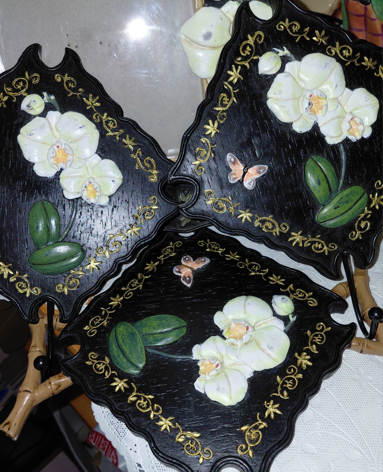 Interior Accents Botanical Beauty Orchid And Butterfly 6 Piece Set Black White