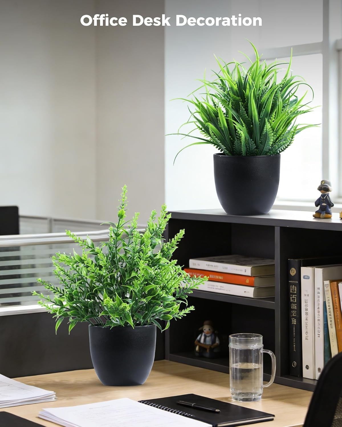 Fake Plants 6 Packs Artificial Plants Small Faux Plants Black/White Bathroom