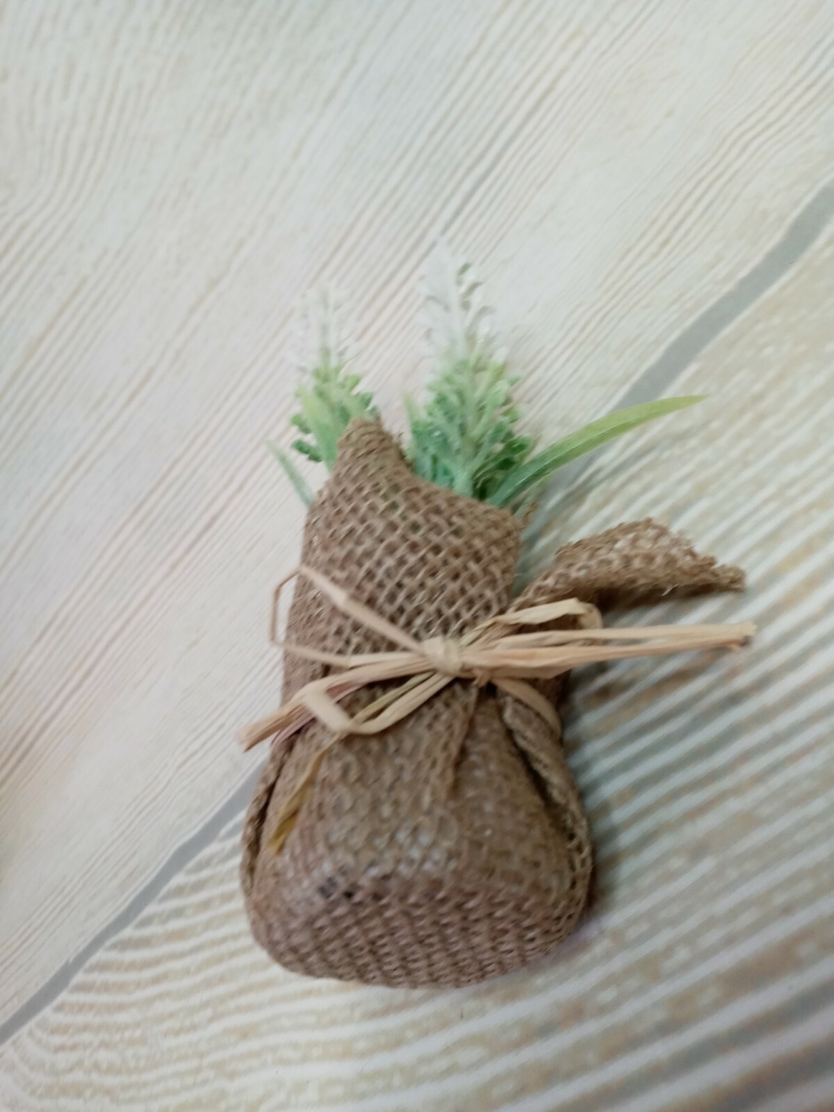 New! 3 Spring Plants Faux Mini Burlap Wrapped Floral Plant Arrangement Decor ~