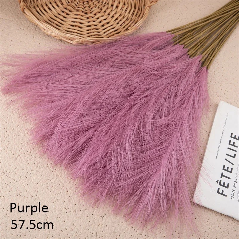 10Pcs Artificial Pampas Grass 56cm Silk Reed Bouquet Boho Decor