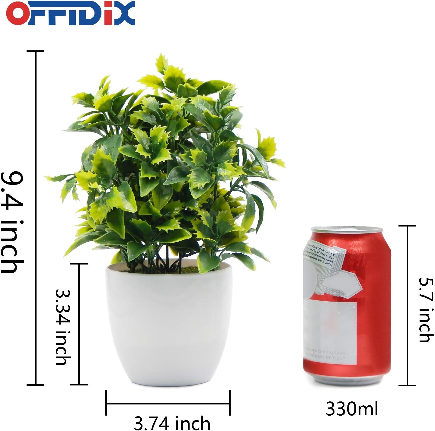 Artificial Plastic Mini Plants in White Pot,Desk Plant Artificial Flowers with V