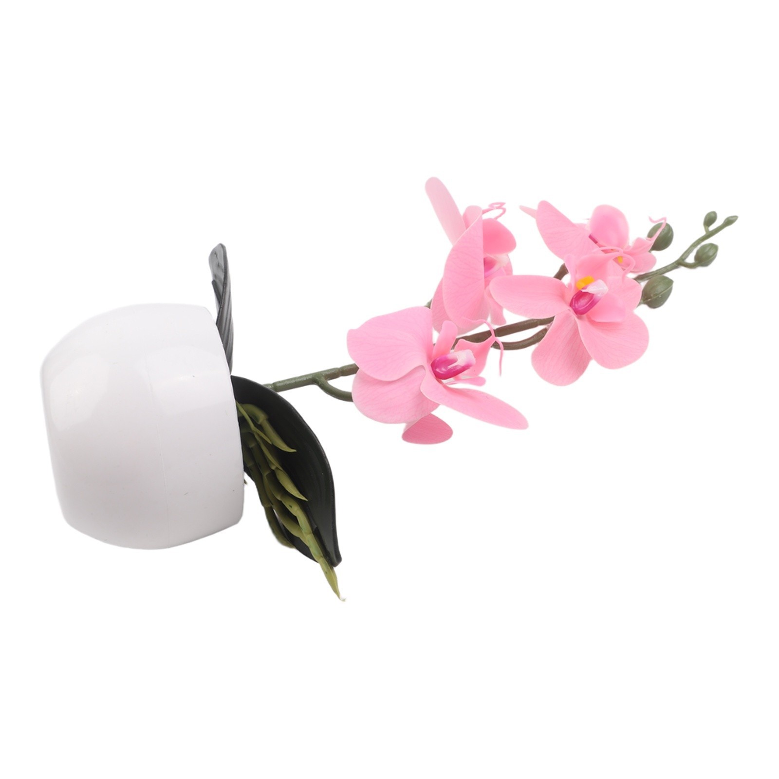 Realistic Butterfly Orchid Faux Plant Four Flower in Round Belly Pot for Home