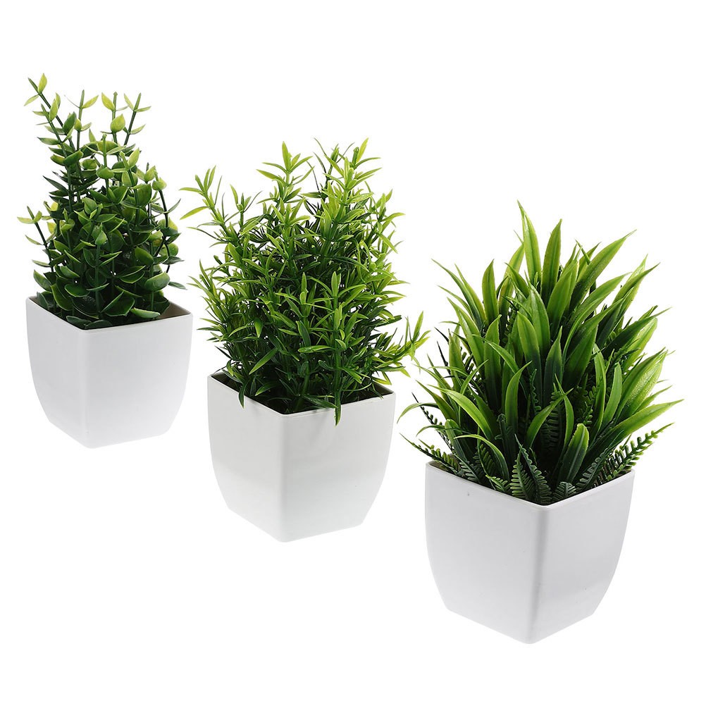 3pcs Artificial Green Plants Small Fake Plants in Pots Lifelike Potted Plants