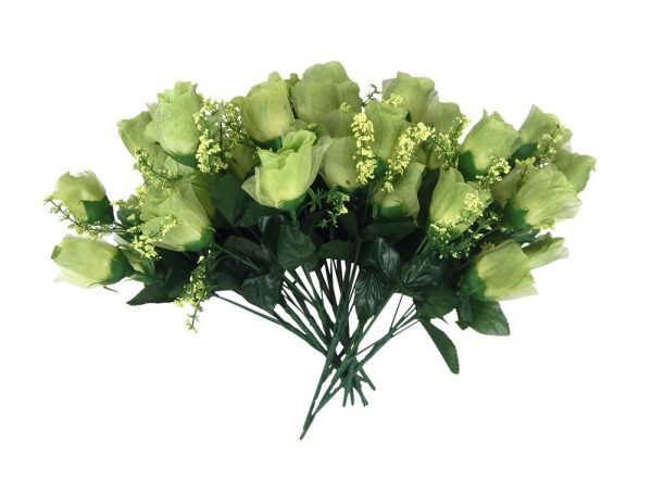 Fairy Rose Bud Bush Pack of 12 14in Seafoam