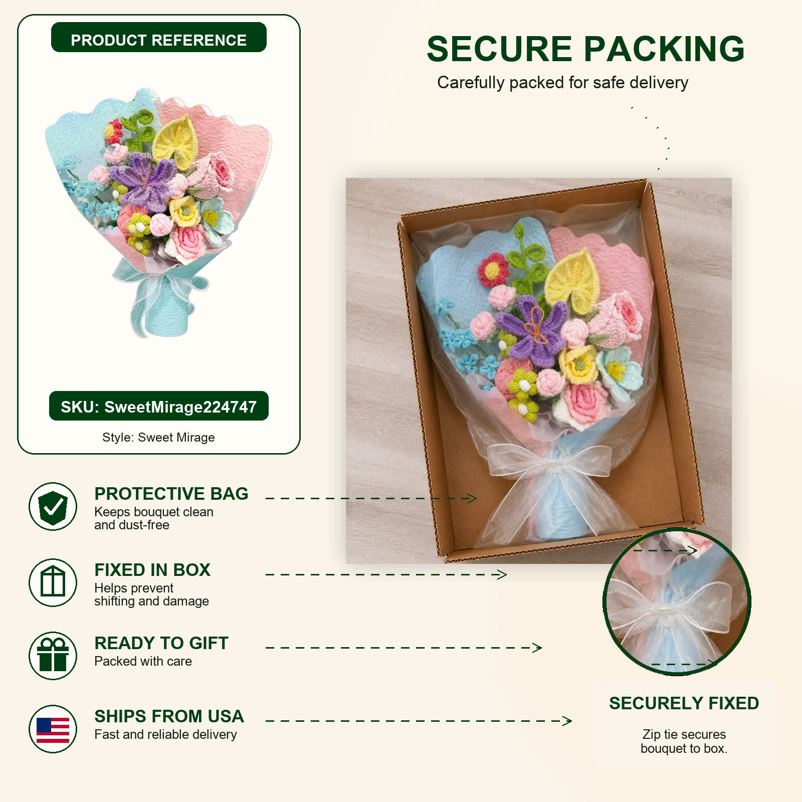 Colorful Crochet Flower Bouquet Birthday Thank You Gift for Her