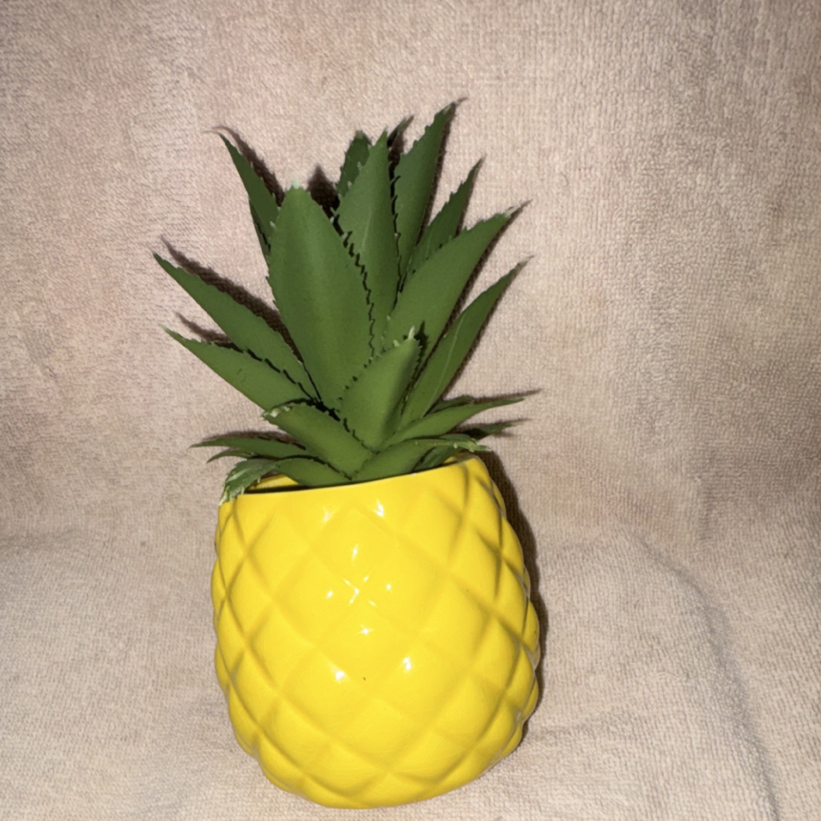 Mainstays Artificial Succulent 7.2-Inch Yellow Pineapple Pot Plastic Ceramic
