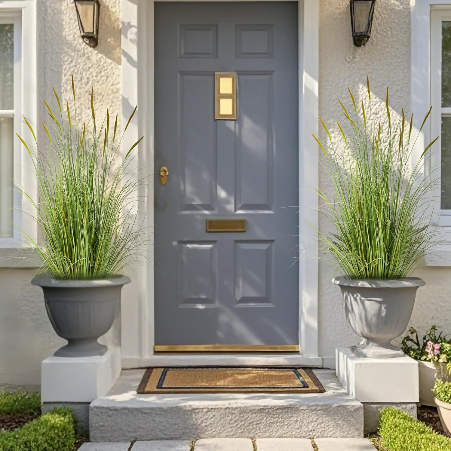 3Ft 2-Pack Artificial Cattail Reed Grass, 35In Artificial Indoor Outdoor Fake On
