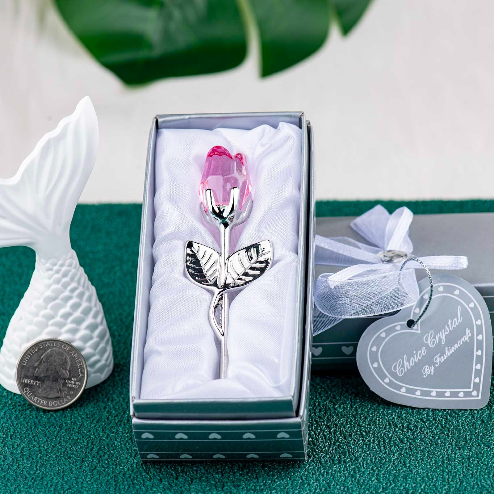 Crystal Rose Eternal Flower Figurine Gift for Women on Birthday, Mother’s Day..